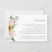 Zonnebloemen Blush Greenery Wedding Details Kaart (Voorkant)