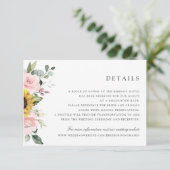 Zonnebloemen Blush Greenery Wedding Details Kaart (Staand voorkant)