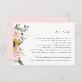 Zonnebloemen Blush Greenery Wedding Details Kaart