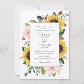 Zonnebloemen Blush Roze Bloemen Greenery Wedding Kaart (Voorkant)