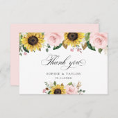 Zonnebloemen Blush Roze Bloemen Huwelijk Dank u Bedankkaart (Voorkant / Achterkant)