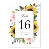 Zonnebloemen Blush Roze Bloemen Romantisch Tafelnu Kaart (Voorkant)