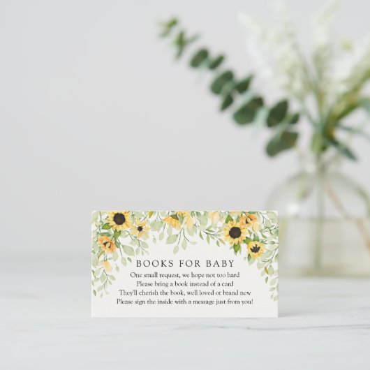 Zonnebloemen Boeken voor Baby- aanvraag Informatiekaartje (Staand voorkant)