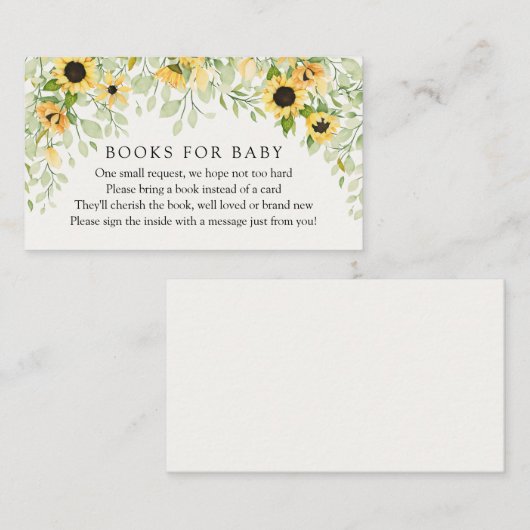 Zonnebloemen Boeken voor Baby- aanvraag Informatiekaartje (Voorkant / Achterkant)