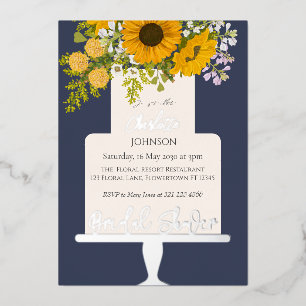 Zonnebloemen Boeket Bloemencake Bruidsjurk Shower Folie Uitnodiging