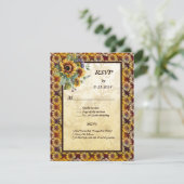 Zonnebloemen Boeket Bruin Goud RSVP Kaartje (Staand voorkant)