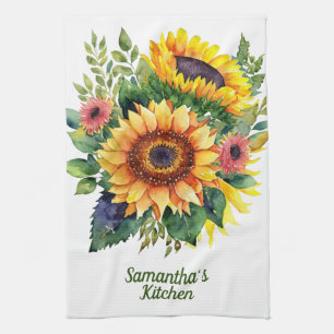 Zonnebloemen boeket - Frans land gepersonaliseerd Theedoek
