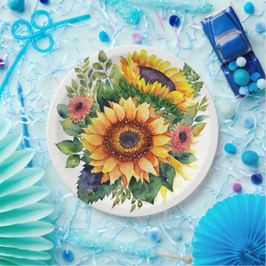 Zonnebloemen Boeket - Frans land Home Decor Papieren Bordje (Feest)