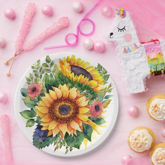 Zonnebloemen Boeket - Frans land Home Decor Papieren Bordje (Feest)