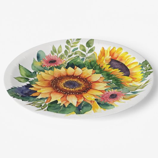 Zonnebloemen Boeket - Frans land Home Decor Papieren Bordje (Gekanteld)