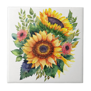 Zonnebloemen Boeket - Frans land Home Decor Tegeltje
