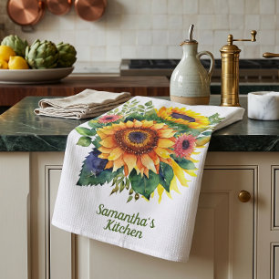 Zonnebloemen Boeket - Franse Landelijke Gepersonal Theedoek