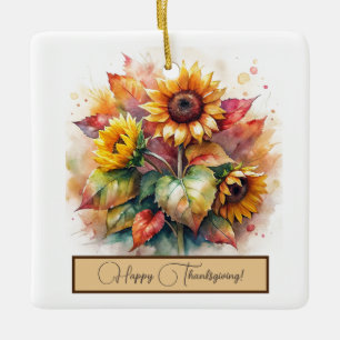 Zonnebloemen Boeket Happy Thanksgiving Ornament