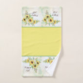 Zonnebloemen, boeket met aanpasbare tekst bad handdoek (Handdoek)