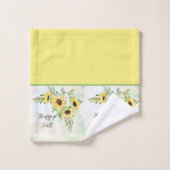 Zonnebloemen, boeket met aanpasbare tekst bad handdoek (Wasdoekje)