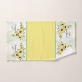 Zonnebloemen, boeket met aanpasbare tekst bad handdoek (Handdoek)