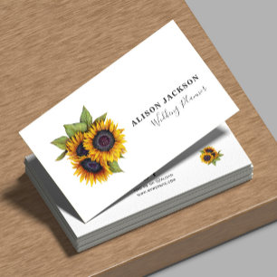 Zonnebloemen boeket moderne elegante huwelijksplan visitekaartje