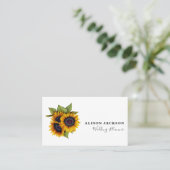 Zonnebloemen boeket moderne elegante weddingplanne visitekaartje (Staand voorkant)