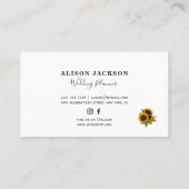 Zonnebloemen boeket moderne elegante weddingplanne visitekaartje (Achterkant)