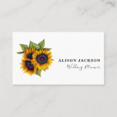 Zonnebloemen boeket moderne elegante weddingplanne visitekaartje (Voorkant)