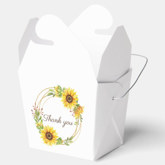 Zonnebloemen boho bruiloft bedankdoosjes (Geopend)