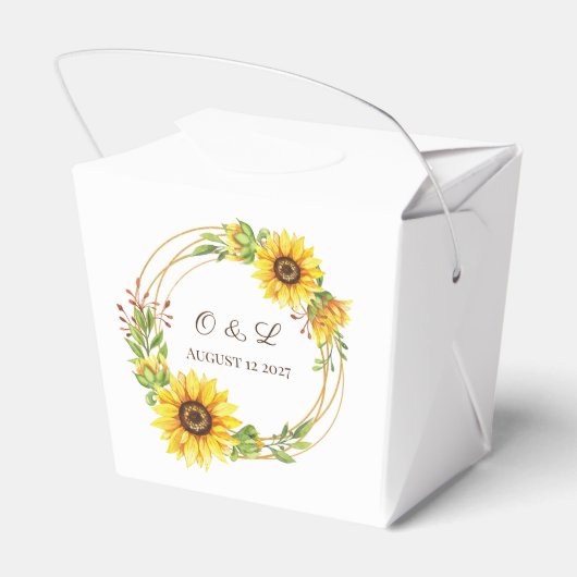 Zonnebloemen boho bruiloft bedankdoosjes (Achterkant)