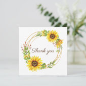 Zonnebloemen boho bruiloft bedankkaart (Staand voorkant)