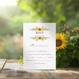 Zonnebloemen boho bruiloft romantische zomer RSVP kaartje