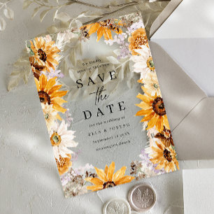 Zonnebloemen Boho Bruiloft Save The Date Acryl Uitnodigingen