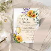 Zonnebloemen boogbloemblaadjes & Prosecco Vrijgeze Kaart