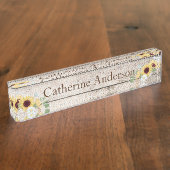 Zonnebloemen Bord Westerne Desk Naambordje (Zijkant)