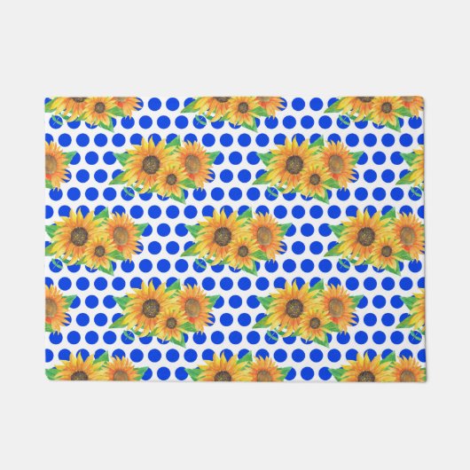 Zonnebloemen borduurwerk deurmat (Voorkant)