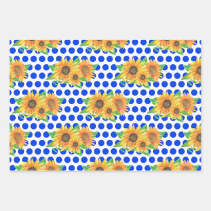 Zonnebloemen borduurwerk inpakpapier vel