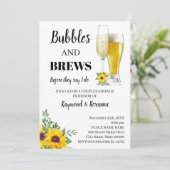 Zonnebloemen borrels & drankjes koppel bruisfeestj kaart (Staand voorkant)