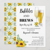 Zonnebloemen borrels & drankjes koppel bruisfeestj kaart (Voorkant / Achterkant)