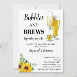 Zonnebloemen borrels & drankjes koppel bruisfeestj kaart