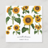 Zonnebloemen Botanisch gebladerte groen QR-code Vierkante Visitekaartje (Voorkant)