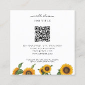 Zonnebloemen Botanisch gebladerte groen QR-code Vierkante Visitekaartje (Achterkant)