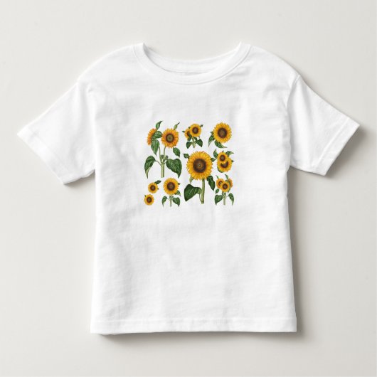 Zonnebloemen Botanisch groen Kinder Shirts (Voorkant)