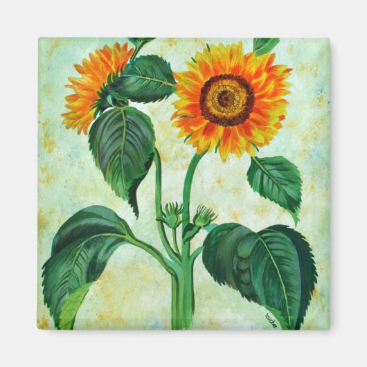 zonnebloemen Botanische Kunst Magneet (Voorkant)