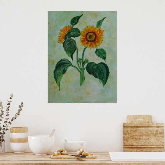  zonnebloemen Botanische Kunst Poster (Keuken)