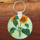  zonnebloemen Botanische Kunst Sleutelhanger (Voorkant)