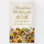 Zonnebloemen Boterfly Vrouw 40e verjaardag Spandoek (Verticaal)