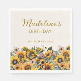 Zonnebloemen Boterfly Vrouwendag Servet