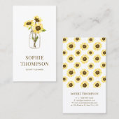 Zonnebloemen Bouquet in Mason Jar Country Rustic Visitekaartje (Voorkant / Achterkant)