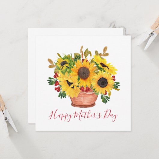 zonnebloemen Bouquet Moederdag Kaart (Voorkant / Achterkant in situ)