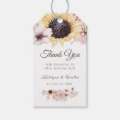 Zonnebloemen Bouquet Wedding Favor Dank je Cadeaulabel (Voorkant)