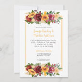 Zonnebloemen & Bourgogne Bloemen Drop Goud Lijst Kaart (Voorkant)