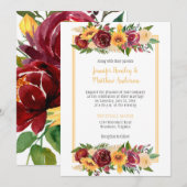 Zonnebloemen & Bourgogne Bloemen Drop Goud Lijst Kaart (Voorkant / Achterkant)