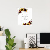 Zonnebloemen Bourgondië Groene Huwelijks Welkomstb Poster (Thuiskantoor)